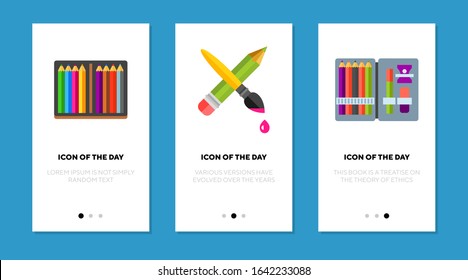 Colorful pencil thin flat icon set. Crayon, artist, brush isolated vector sign pack. Art and painting concept. Vector illustration symbol elements for web design and apps