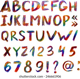 colorful pencil vector font