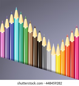 Colorful pencils background. Vector illustration.