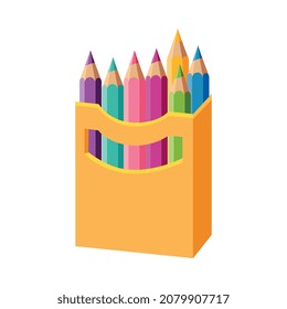 Colorful Pencils in Box as Kids Toy Vector Illustration