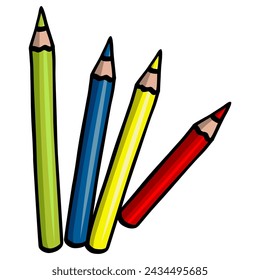 Colorful Pencils Drawing Doodle Art Vector Illustration 
