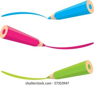 Colorful pencils drawing line vector illustration isolated on white background