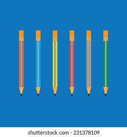 Colorful Pencils, Flat Design