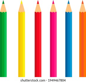 Colorful pencils, illustration, vector on white background.