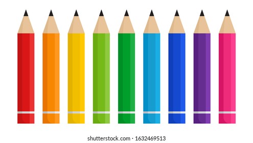 Colorful pencils isolated on white background. Vector illustration