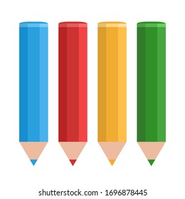 Colorful pencils isolated on white background. Vector illustration