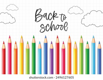 Colorful pencils isolated set, white background. Vector. Colorful school supplies, vector illustration. Stationery	