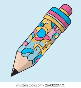 colorful pencils made in kawaii style