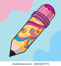colorful pencils made in kawaii style