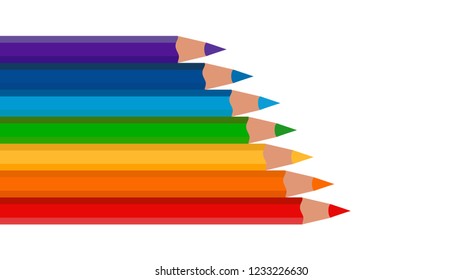 Colorful pencils in seven colors