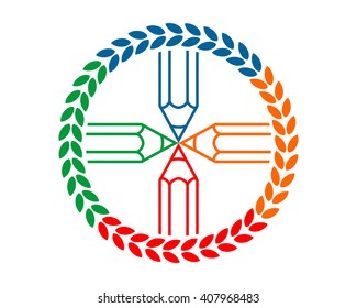 colorful pencils stationery school draw write image icon logo emblem