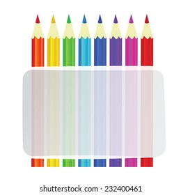 Colorful pencils vector background with banner for text