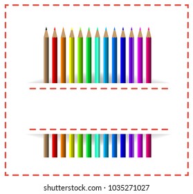 colorful pencils in white pocket for text, education concept