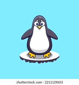 Colorful penguin illustration. Penguin flat design for children's book. Simple cute vector penguin.