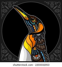 Colorful Penguin mandala arts isolated on black background