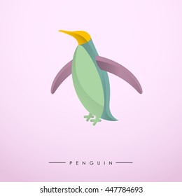The colorful penguin on light pink background.(EPS10 art vector)