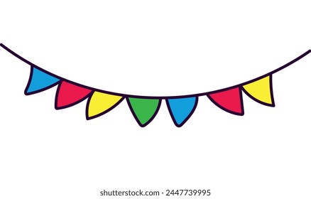 Cuerda de Anuncio colorida del banderín, diversos colores, diseño simple.