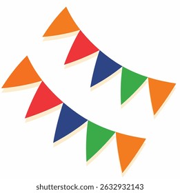 Colorful Pennant Bunting Garland Isolated White