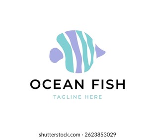 Colorful pennant coral fish logo design vector