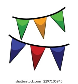 Colorful Pennant Flag. New Year Icon Vector Illustration