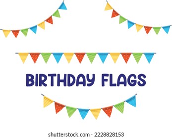 Colorful pennant shape flag on white background. Rainbow colors buntings and flags. 