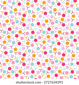 Farbige Pentagon nahtlose Muster Vektor. Abstrakte geometrische Form Hintergrund. Einfaches Doodle-Design für Stoff, Textil, Verpackung, Papier, Druck, Karte, Abdeckung, Dekor.