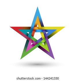Colorful pentagram, vector illustration