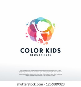 Colorful People Care logo vector, Children Love logo designs template, design concept, logo, logotype element for template