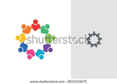 Colorful People Circle Logo for Community Teamwork Unity and Partnership