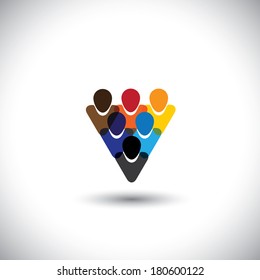 colorful people community showing unity & integrity - concept vector. This graphic also represents internet community, online social network & community, social media, employees, office staff, etc