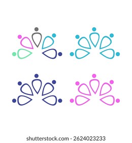 COLORFUL PEOPLE CONNECTED UNION SIGN SYMBOL LOGO ISOLATED ON WHITE VECTOR