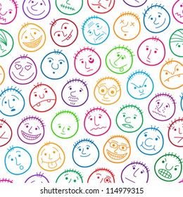 Colorful people faces seamless pattern.