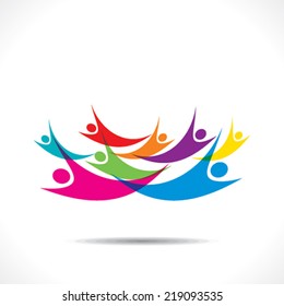 colorful people flying background vector