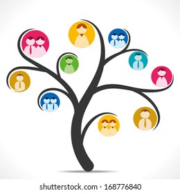 colorful people icon tree background vector