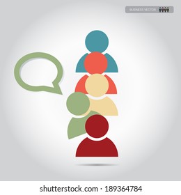 colorful people icons with dialog speech bubbles