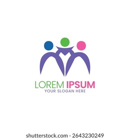 Colorful people logo design with teamwork concept
