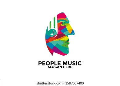 Colorful People Music logo vector, DJ Logo Design Template