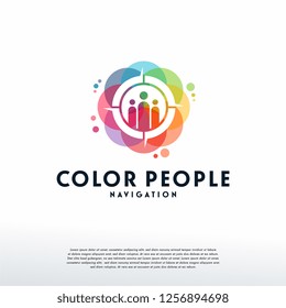 Colorful People Navigation logo vector, Job Search logo designs template, design concept, logo, logotype element for template