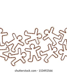 colorful people shaped messy elements holiday seamless horizontal border on white background 