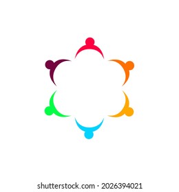 COLORFUL PEOPLE SIGN, SYMBOL, ART, LOGO ISOLATED ON WHITE