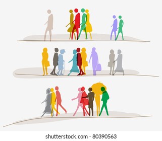 colorful people silhouette