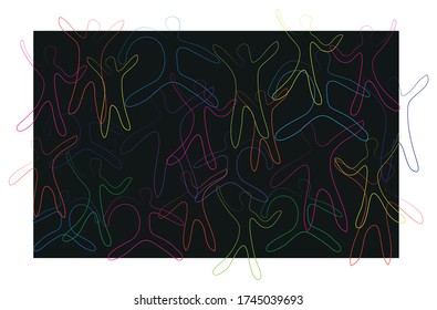 Colorful people silhouettes. Colored background, wallpaper decorative design idea. People dancing at the party.