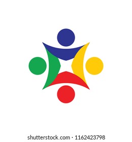 colorful people square symbol vector