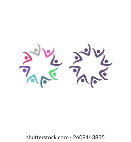 COLORFUL PEOPLE TEAM TEAMWORK UNION SIGN SYMBOL LOGO

