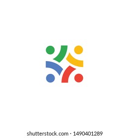 Colorful People, Teamwork Flat Logo Vector