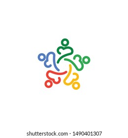Colorful People, Teamwork Flat Logo Vector