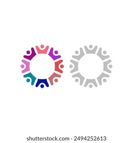 COLORFUL PEOPLE TEAMWORK SIGN SYMBOL LOGO ISOLATED ON WHITE