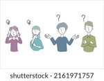 colorful people thinking face vector