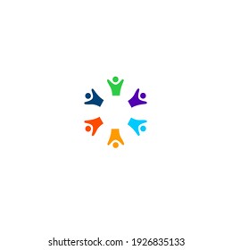 COLORFUL PEOPLE TOGETHER SIGN, SYMBOL, ART ISOLATED ON WHITE