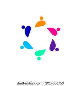 COLORFUL PEOPLE TOGETHER SIGN, SYMBOL, ART, LOGO ISOLATED ON WHITE